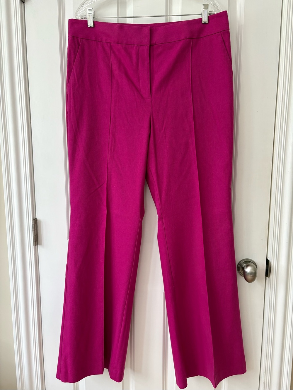 NWT LOFT Flare, Boot-Cut Pants, Pintuck Front, Cotton Linen, Pink, SZ 14, 32” IS - Picture 2 of 11